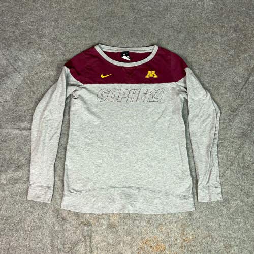 Minnesota Gophers Mens Shirt Medium Gray Maroon Nike Long Sleeve DriFit Football