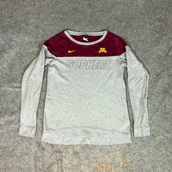 Minnesota Gophers Mens Shirt Medium Gray Maroon Nike Long Sleeve DriFit Football