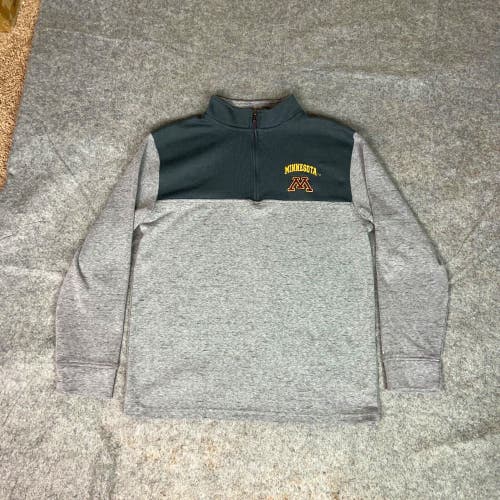 Minnesota Gophers Mens Pullover Medium Gray Champion 1/4 Zip Sweatshirt Football