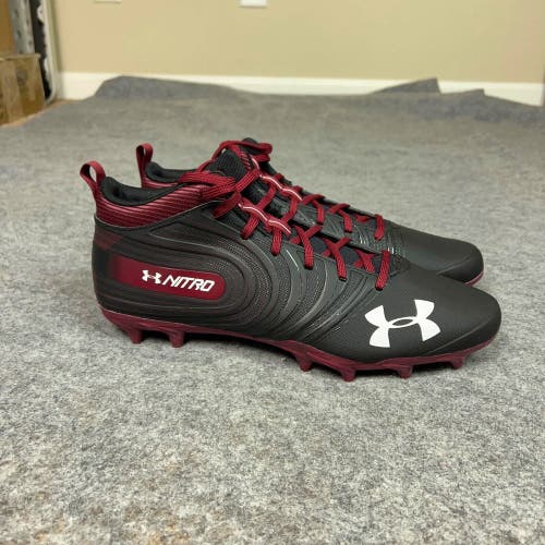 Under Armour Mens Football Cleat 11.5 Black Maroon Lacrosse Team Nitro Mid V1