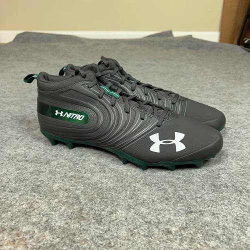 Under Armour Mens Football Cleat 13.5 Black Green Lacrosse Team Nitro Mid V1