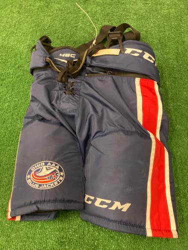 Blue Used Junior Large CCM Super Tacks Ohio AAA Blue Jackets Hockey Pants