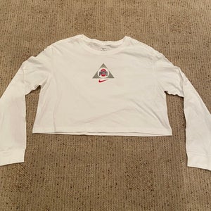 White Nike Ohio State Women's Long Sleeve Crop Top Shirt M