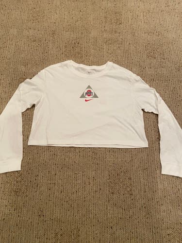 White Nike Ohio State Women's Long Sleeve Crop Top Shirt M