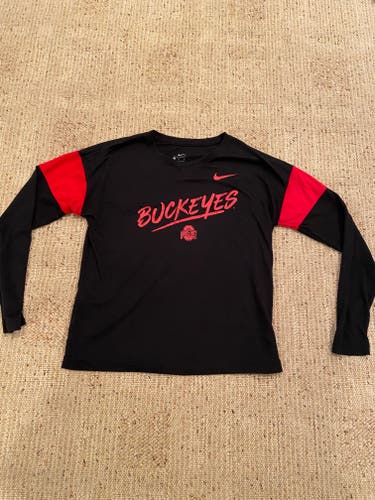 Black Nike Ohio State Buckeyes Women's Dri-Fit Long Sleeve Shirt M