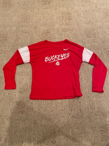 Red Nike Ohio State Buckeyes Women's Dri-Fit Long Sleeve Shirt M