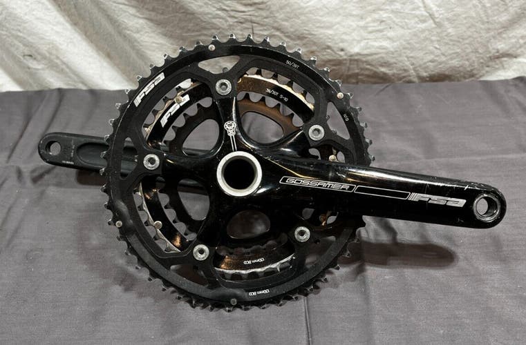 FSA Gossamer 175mm 50/39/30 BB30 Black Aluminum/Steel Triple Crankset Black