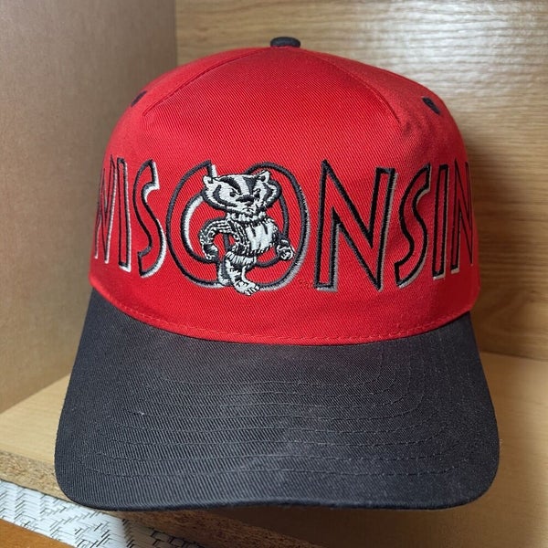 Vintage 90s Wisconsin Badgers Bucky Spellout Snapback Hat Cap Rare