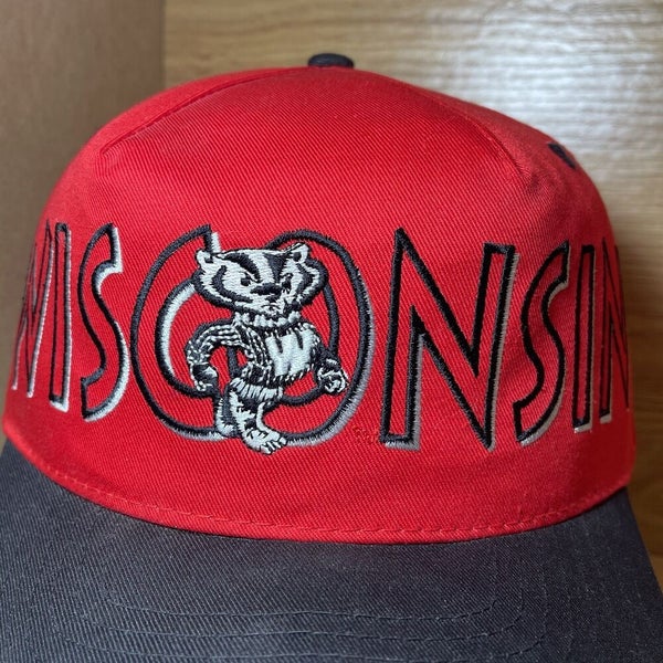 Vintage 90s Wisconsin Badgers Bucky Spellout Snapback Hat Cap Rare