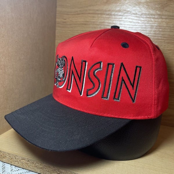 Vintage 90s Wisconsin Badgers Bucky Spellout Snapback Hat Cap Rare