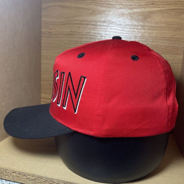 Vintage 90s Wisconsin Badgers Bucky Spellout Snapback Hat Cap Rare