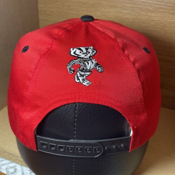 Vintage 90s Wisconsin Badgers Bucky Spellout Snapback Hat Cap Rare