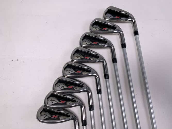 Callaway X Hot 2013 Iron Set 4-PW+SW 65g Senior Graphite Mens RH Midsize Grips