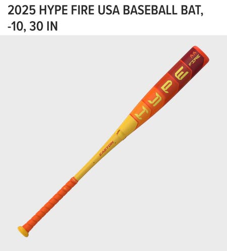 New Easton Hype Fire USABat Certified Bat (-10) Composite 21 oz 31"