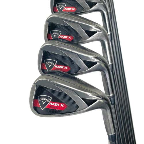 Used Callaway Razr X Black Men's Right Iron Set 4i-pw Stiff Flex Graphite Shaft