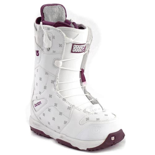 NEW! $295 Burton Q Womens Snowboard Boots! White Purple Details Size 4 (Euro 34)