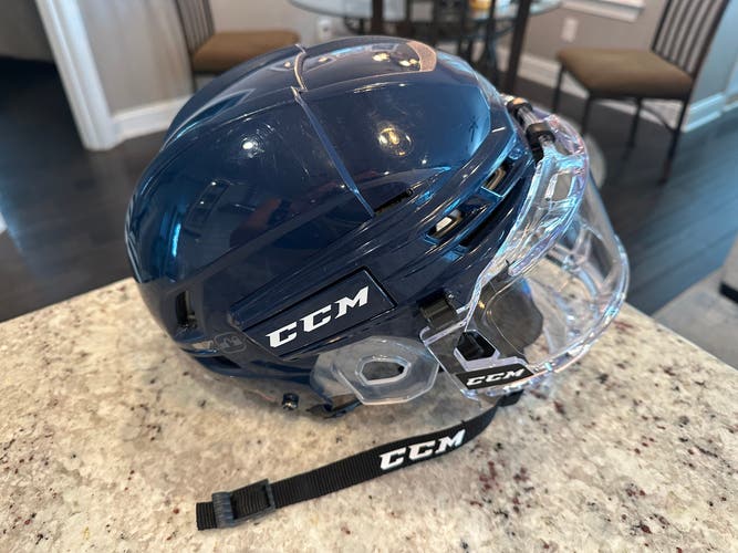 EUC CCM Tacks 910 Navy Small Helmet with CCM FV1 Youth Full Face Shield