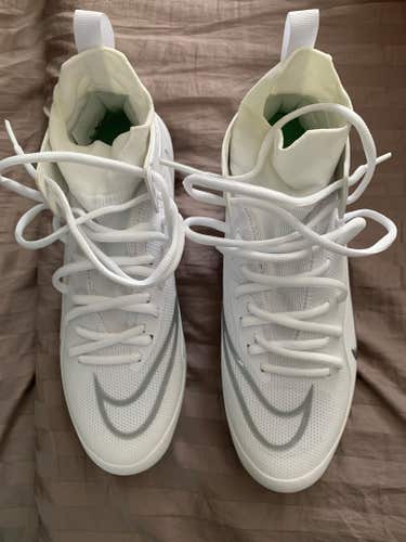 White New left size 9.5 and right size 9  Adult Men's Nike Mid Top Turf Cleats