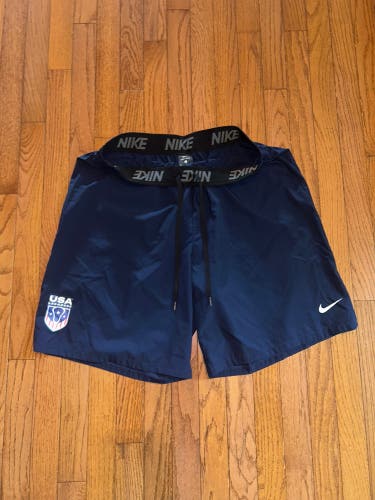 Team-Issued USA Lacrosse (XL) Blue Nike Practice Shorts