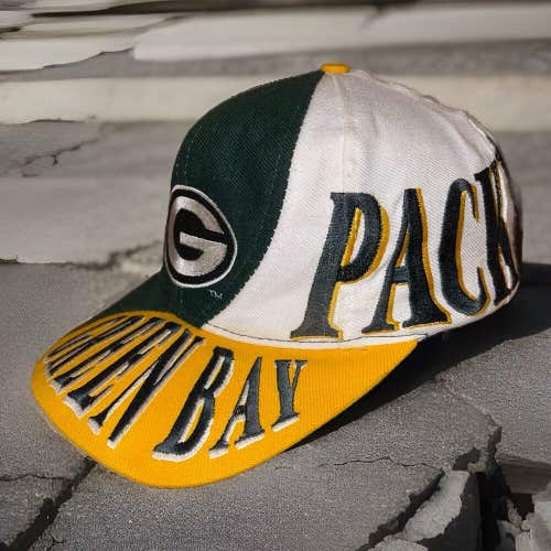 Vintage Green Bay Packers Drew Pearson Swirl Side Wave RARE Snapback Hat Cap