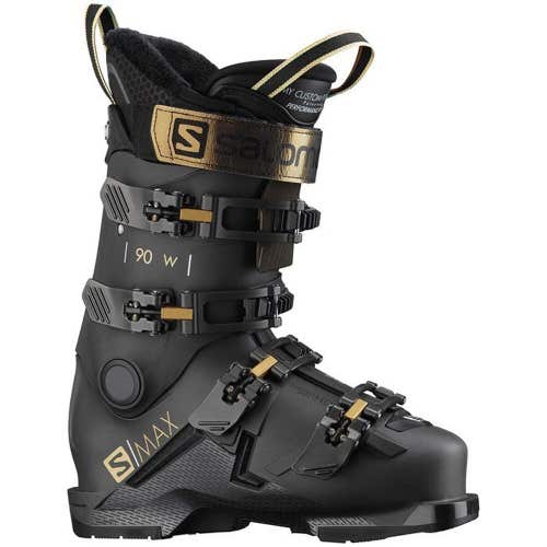 New $700 Women's Salomon SMAX 90 W Ski boots Black Size 5/5.5 Mondo 22.5