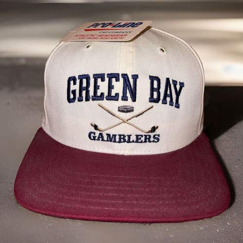 Vintage Green Bay Gamblers Pro Line Snapback Hat USHL Hockey Cap RARE - NWT