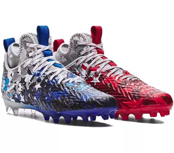 New men's 10 Under Armour Spotlight clone MC USA stars 3026335-100 football/lacrosse cleats