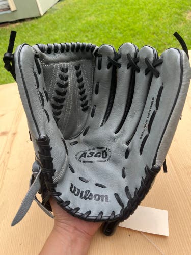 Gray Used Adult Wilson A360 Right Hand Throw Outfield Baseball Glove 13"