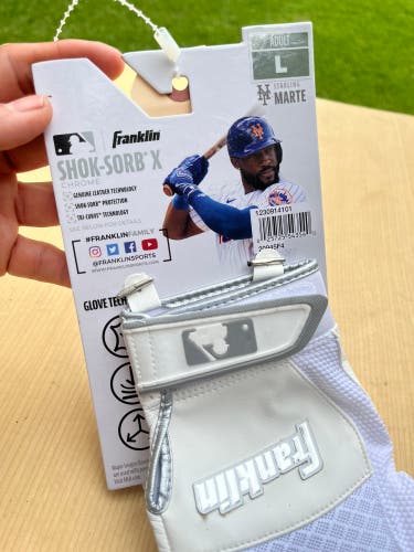 White New Large Franklin Shok-Sorb X Batting Gloves