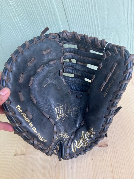 Black Used Kid Pitch (9YO-13YO) Rawlings Highlight Series Left Hand Throw First Base Baseball Glove