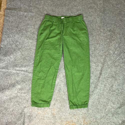 J Crew Womens Pants 8 Green Linen Blend Pull On Coastal Lightweight Boho Summer