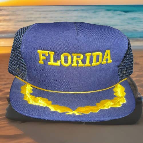 Vintage Florida Gold Leaf Scrambled Eggs Trucker Mesh Snapback Hat Cap Rare 90s