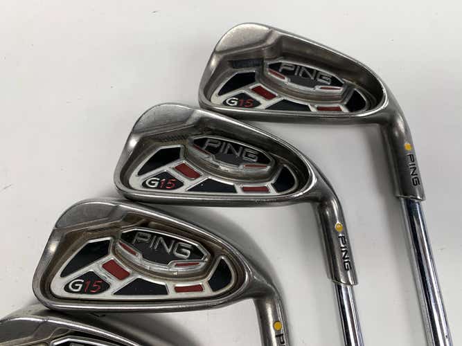 Ping G15 Iron Set 4-PW+UW Yellow Dot 1.5* Up AWT Stiff Steel RH Midsize Grips