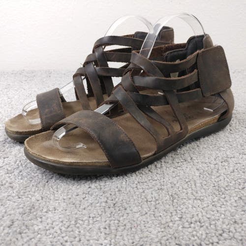 NAOT Marita Gladiator Sandals Womens 40 EU Shoes Brown Nubuck Leather Flats