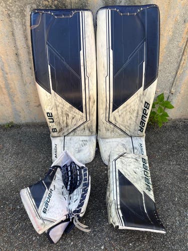 Used Large 35+ Bauer MACH Goalie Leg Pads Pro Stock