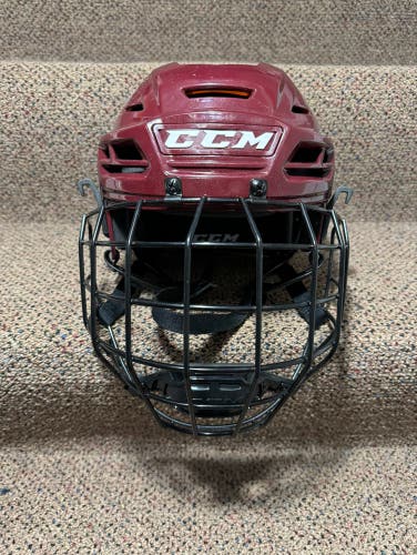 New Small CCM Tacks 710 Helmet With Cage Maroon Colored