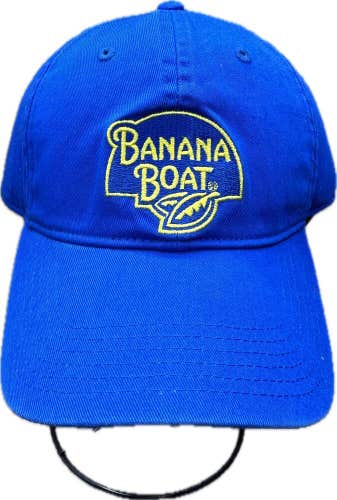 VINTAGE Banana Boat Hat Cap Strapback Blue Yellow Sunscreen Beach  Adult