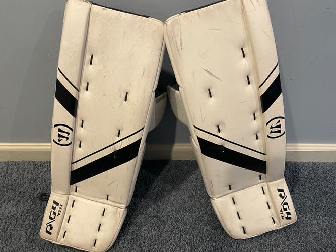 White Used 23" + 0.5" Youth Warrior Ritual G4 Goalie Leg Pads