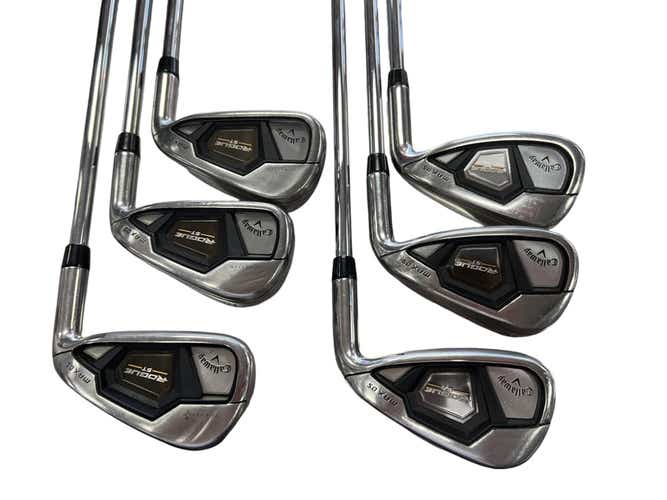 Used Callaway Rogue St Max Os 5i-pw Stiff Flex Steel Shaft Iron Sets