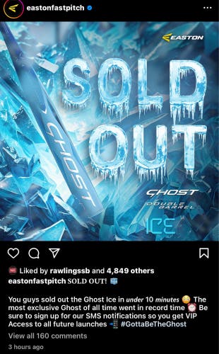 Limited Edition Easton Ghost Double Barrel Ice