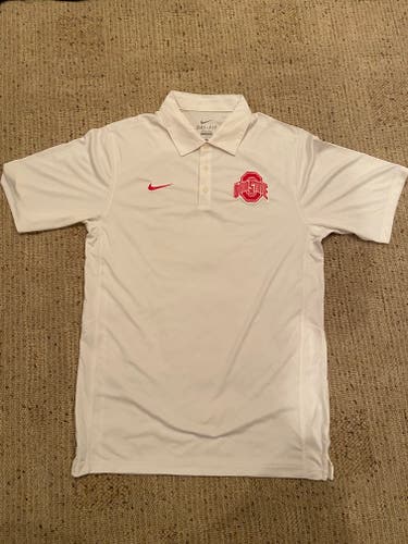 White Nike Ohio State Dri-Fit Polo Shirt Adult S