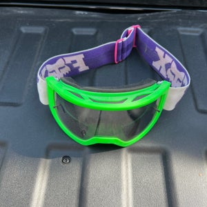 FOX MAIN II X MOTOCROSS MX GOGGLES SILVER SPARK LENS - LINC GREEN WHITE PURPLE