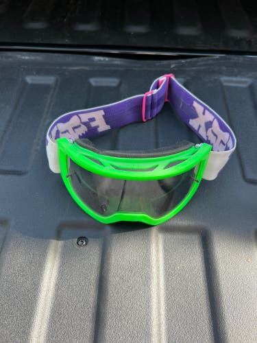 FOX MAIN II X MOTOCROSS MX GOGGLES SILVER SPARK LENS - LINC GREEN WHITE PURPLE