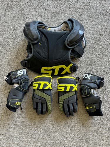 Used STX Stallion 100 Shoulder Pad (Size M), Gloves (Size L/13") and Elbow Pads