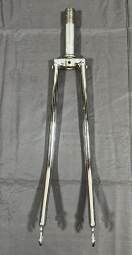 Vintage Windsor Lugged Chrome 700C Road Fork 110mm 1" Threaded Steerer Tube