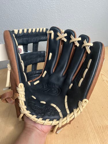 Black Used Kid Pitch (9YO-13YO) Rawlings Premium Series Right Hand Throw Baseball Glove 12"