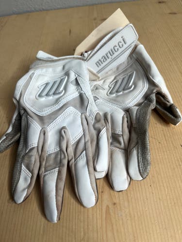 White Used Medium Marucci Batting Gloves