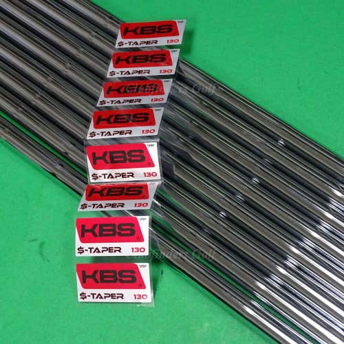 NEW KBS S-Taper $-Taper 130 .355 Extra Stiff Steel Iron Shafts SET OF 8 & Labels