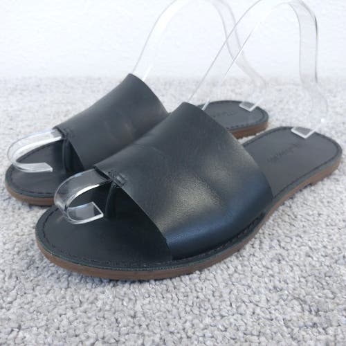 Madewell Sandal The Boardwalk Post Slide Womens 8 Shoes Black Leather Flat Thong