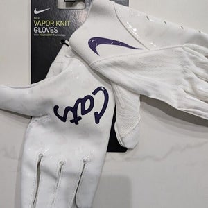 Nike Vapor Knit 4.0 Football Gloves NCAA White K-State Cats FN5272-149 Size XL